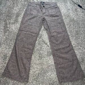 Vintage Express Y2K Brown Linen Blend Wide Leg Pants - Size 10